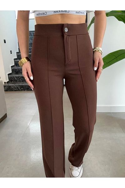 COTTONLAB Women's High Waist Full Lycra Crepe Fabric Pants