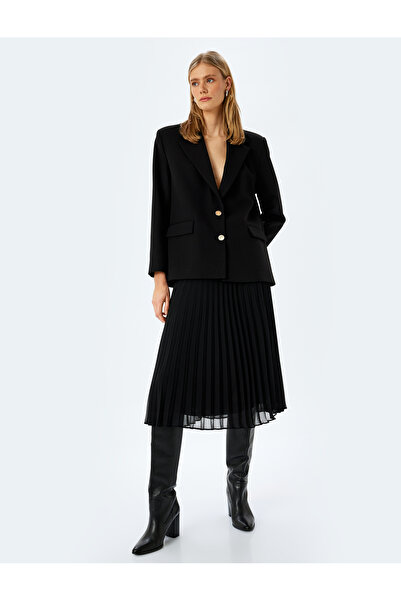 Koton Black Women's Midi Pleated Skirt