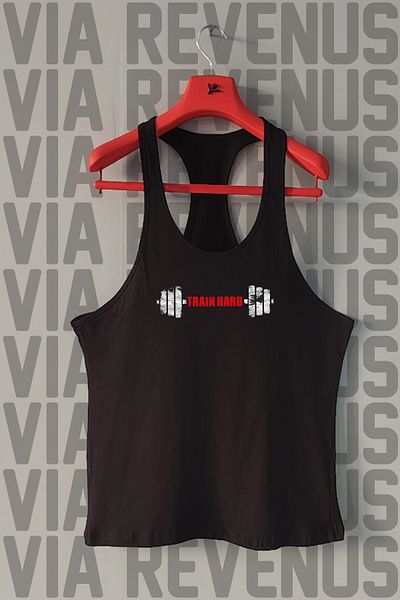 Vordevia Train Hard Gym Front and Back Printed Tank Top Sports Tank Top