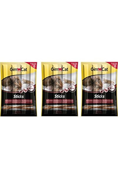 Gimcat Sticks Tahılsız Hindi Ve Tavşan Etli Kedi Ödül Çubukları 4'lü 20 gr (3...
