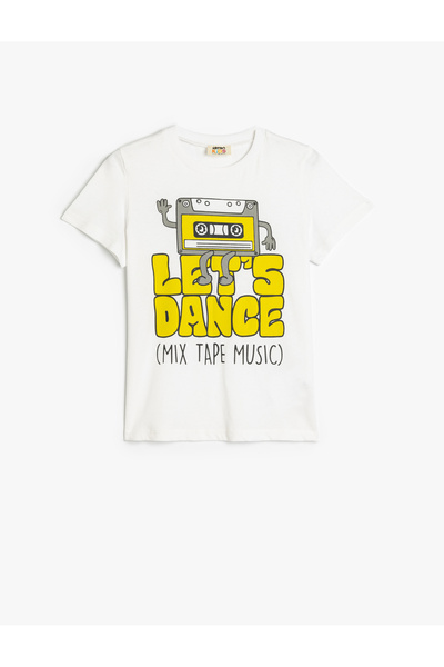 Koton White Boy's Short Sleeve T-Shirt