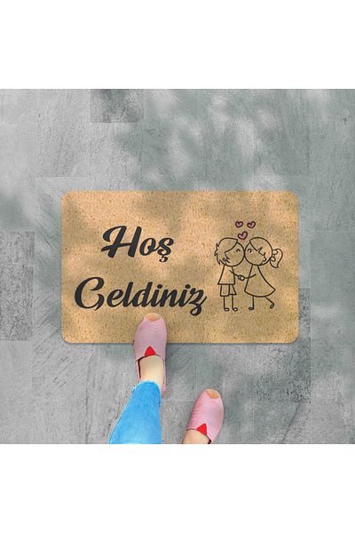 M&H Quality Bine ați venit scris Coco Look Decorativ Ușă Exterior Față și Covoraș de interior