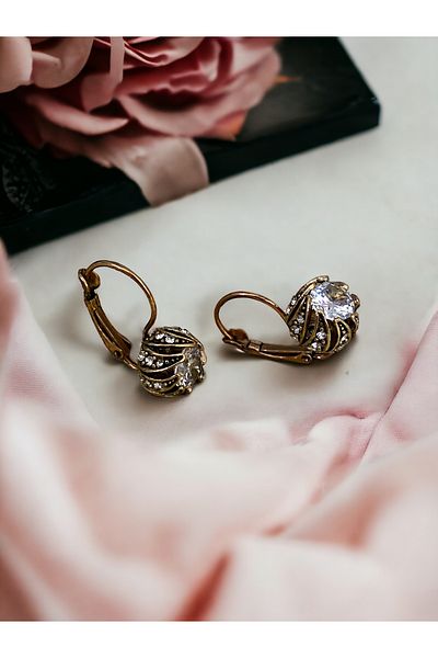 FAYRA ACCESSORIES Zircon Stone Spiral Earrings