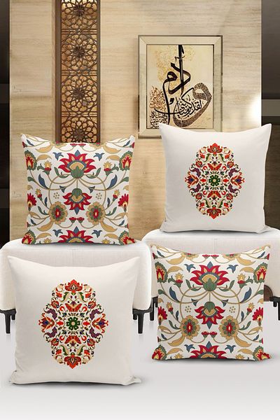 Bertille Home Seria Ramadan - Set de 4 huse de pernă cu imprimare digitală pe două fețe