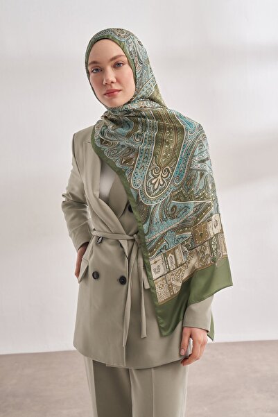 ARMANDA Χακί Εισαγόμενο Σάλι Voile - Μυστικό Μοτίβο