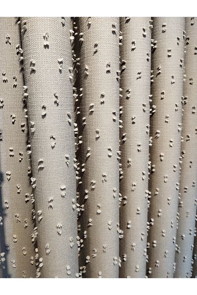 CEMRE Dreamper Background Pompom Linen Light Silver Gray 1/3 Tight Pleat (Single Wing)
