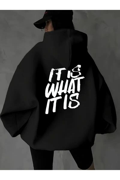 LAND MODA Unisex Μαύρο φούτερ με στάμπα BACK