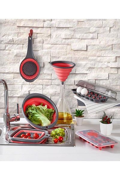 İndiriminVar 2 Pieces Accordion Folding Strainer - Vegetable Fruit Washable