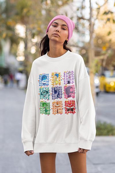 SEVBANO Reverse Face Insiide Out Printed Unisex Oversize Cartoon Sweatshirt