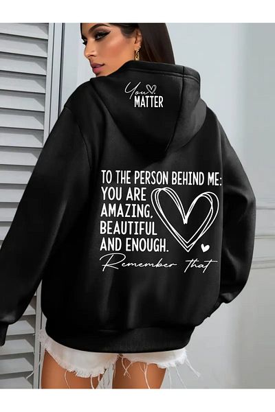 LAND MODA Unisex Μαύρο φούτερ με στάμπα BACK