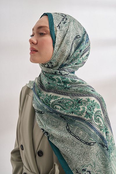 ARMANDA Emerald Catena Patterned Imported Voile Shawl