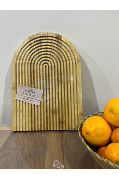 Parmetsan Bambu & Şık Ahşap Oymalı Yarım Oval Dekoratif Sunumluk Altlık Büyük...
