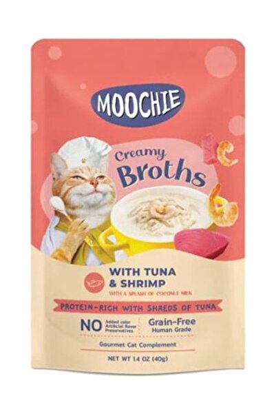 Gimcat Moochie Parça Ton Balıklı Karidesli Midyeli Tahılsız Kedi Çorbası 40 g...