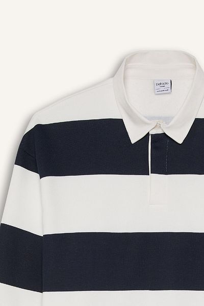 DeFacto Boxy Fit Polo-Kragen-Sweatshirt mit Streifen D1784AX24WN