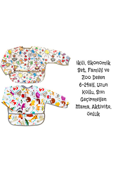 yorni 2 Adet, Ekonomik Set, 6-24ay, Family ve Zoo Desen, UZUN Kollu, Sıvı Geç...
