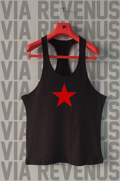 Vordevia Red Star Printed Tank Top Sports Tank Top