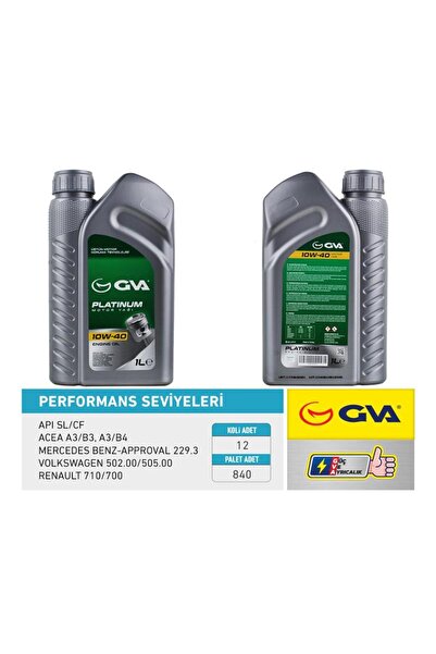GVA MOTOR YAĞI 10W40 1 LT PLATINUM YARI SENTETİK API SL/CF