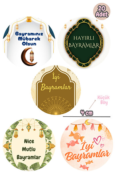 Dekals 20 Adet Hediye Kutusu Etiketi Bayram Kutlama Tebrik Etiketi (5 Model) ...