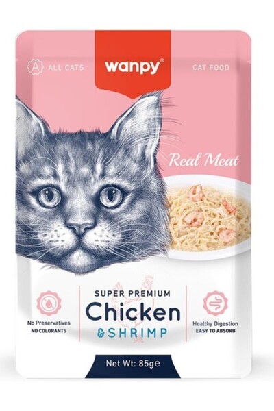 Wanpy Pouch Tavuklu & Karidesli Yaş Kedi Maması 85 gr