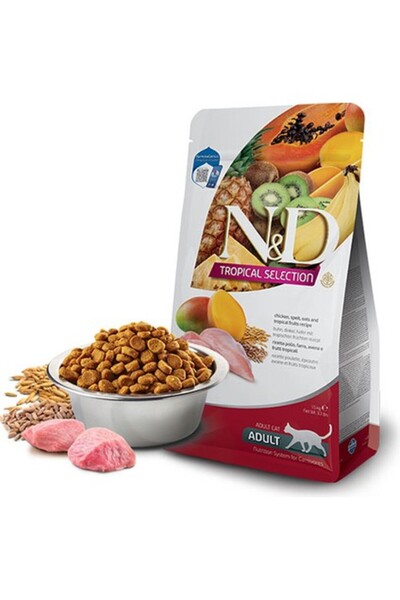 N&D Tropical Selection Tavuklu ve Tropikal Meyveli Yetişkin Kedi Maması 1,5 kg