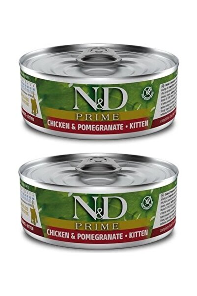 N&D Prime Kitten 2 Adet Tavuk Etli Narlı Yavru Yaş Mama 80 gr