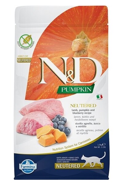 N&D Pumpkin Kuzu Ve Yabanmersinli Kısırlaştırılmış Kedi Maması 1,5 Kg