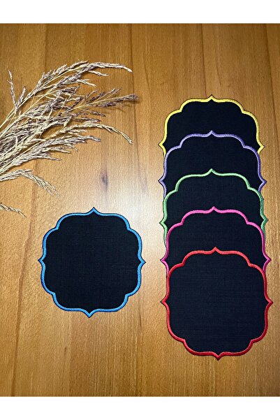 Smiling Home 6 bucăți de culoare neagră gardenia lenjerie broderie colorată ș...