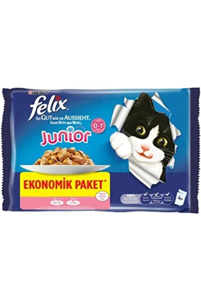 FELIX Sığır Etli ve Tavuklu Yavru Kedi Maması 85 gr x 4