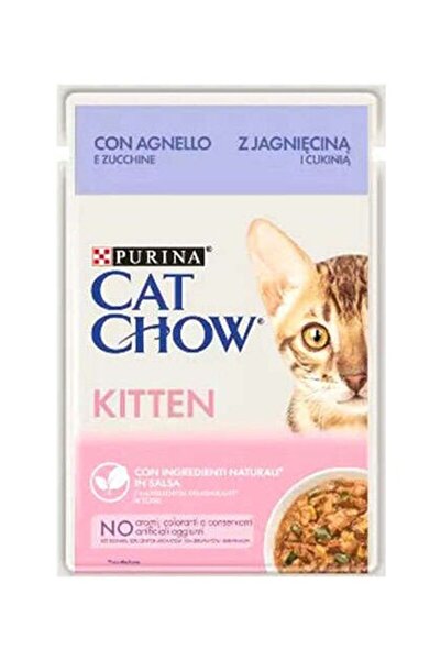 Cat Chow Purina Catchow Kitten Kuzu Etli Ve Kabaklı Yavru Kedi Islak Maması 85gr 12 Adet Kedi Yaş Mama Pouch