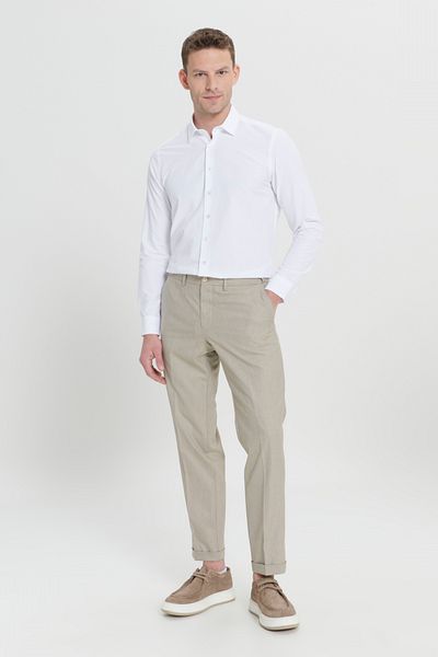 ALTINYILDIZ CLASSICS Ανδρικό καφέ Comfort Fit Χαλαρό κομμένο πλαϊνό παντελόνι με μοτίβο ελαστικής μέσης