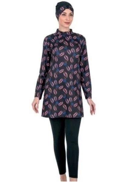 buHillco Fantasy Women's Leaf Patterned Hijab Swimsuit