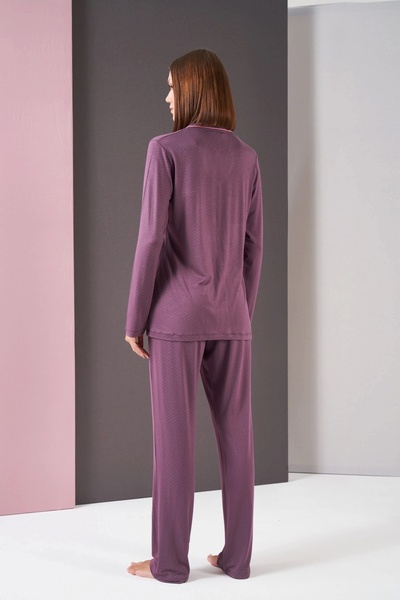 PJS Жіночий піжамний комплект з довгими рукавами та ґудзиками