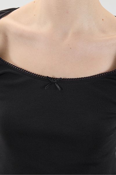 Addax U Neck Long Sleeve Blouse with Bow Collar B1606-L1