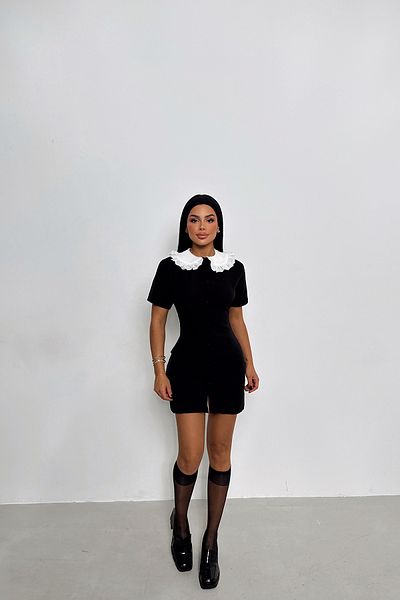Eyyo Rochie mini cu detaliu nasturi negre ATE-1816