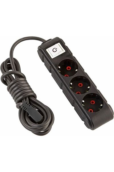 Exotic Home Ufo Triple Surge Protected Socket {{1,5 Metre}} Wired Group Socket {{siyah}} Max 3500W Overload Protection