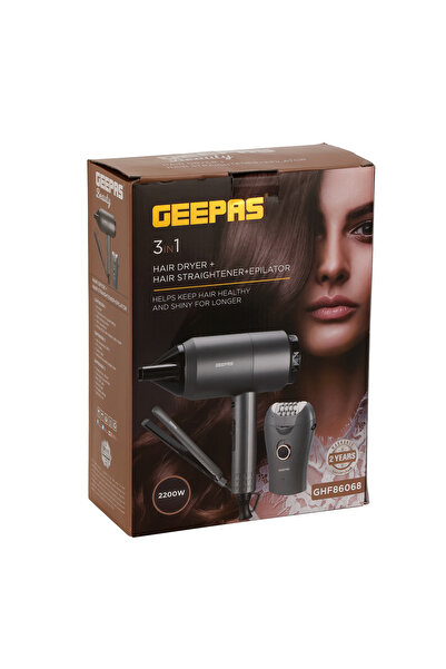 Geepas 3in1 Professional Styling Kit-GHF86068, Dryer, Straightener,Epilator| 2 Speed& 2 Level Heat Setting