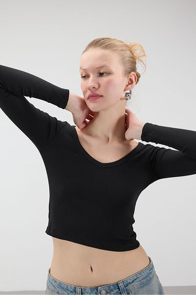 Addax V-Neck Long Sleeve Modal Blouse B13798-R11