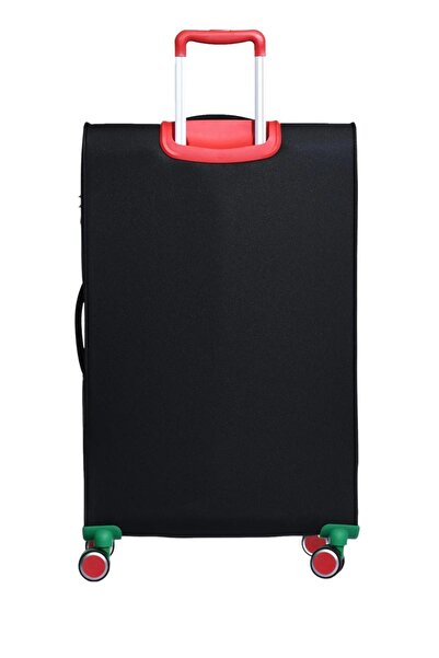 United Colors of Benetton Benetton 2200 Büyük boy Ultra Light Hafif Lüx Kumaş Tekerlekli Valiz SİYAH