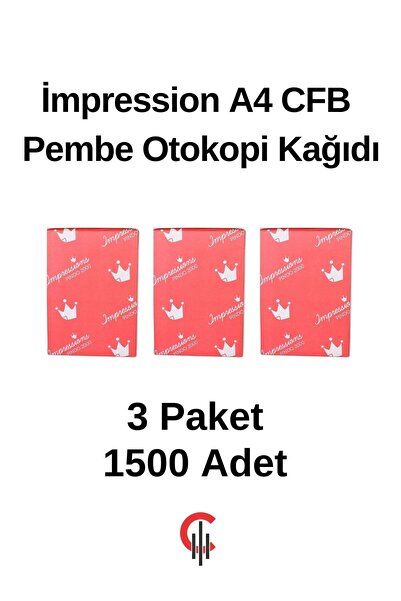 ÇÖZÜM KAĞIT Pink Impression A4 Cfb Copy Paper - 3 Packs 1500 Pieces
