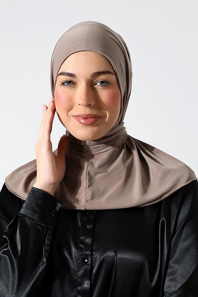 ihvanonline Women's Snap Fastener Hijab Ready Practical Shawl Mink