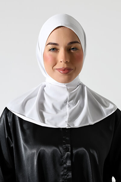 ihvan online Practical White Hijab Shawl - Women's Shawl with Snap Fasteners and Tie