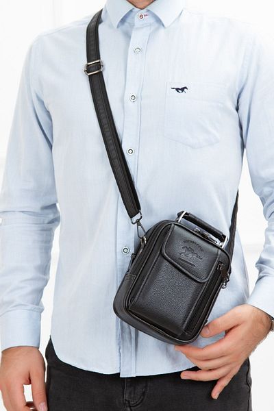Newish Black Vegan Leather for Men - Steel Case Daily Bag, Small Size
