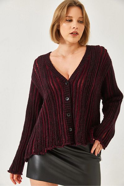Bianco Lucci Women's Links Knit Loose Knitwear Cardigan 20246315