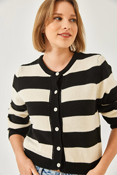 Bianco Lucci Women's Striped Knitwear Cardigan 20246868