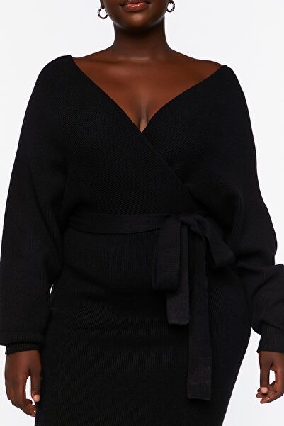 Forever 21 Plus Size Kruvaze Yaka Elbise