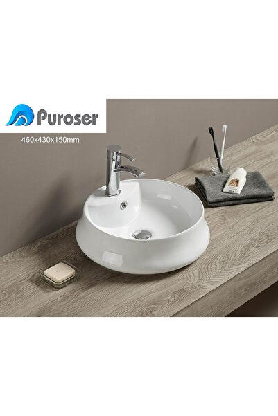 PUROSER Pergamon Batarya Delikli Oval Tezgah Üstü Çanak Lavabo