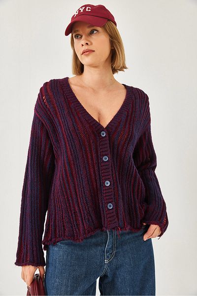 Bianco Lucci Women's Links Knit Loose Knitwear Cardigan 20246315