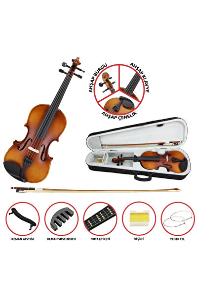 JWIN VL-800S 4/4 Çantalı Tam Boy Keman Seti - Mat Ahşap