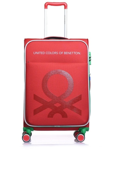 United Colors of Benetton Benetton 2200 3'lü SET Ultra Light Hafif Lüx Kumaş Tekerlekli Valiz KIRMIZI