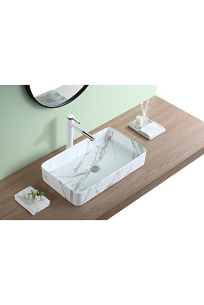 PUROSER Royal Matt Beige Tezgah Üstü Seramik Lavabo